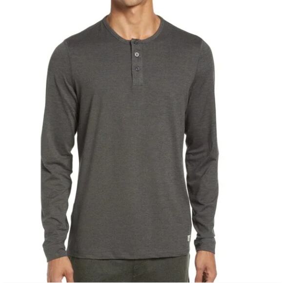 VUORI Long-Sleeve Ease Performance Henley Top Men S Gray Everyday Comfort Sporty